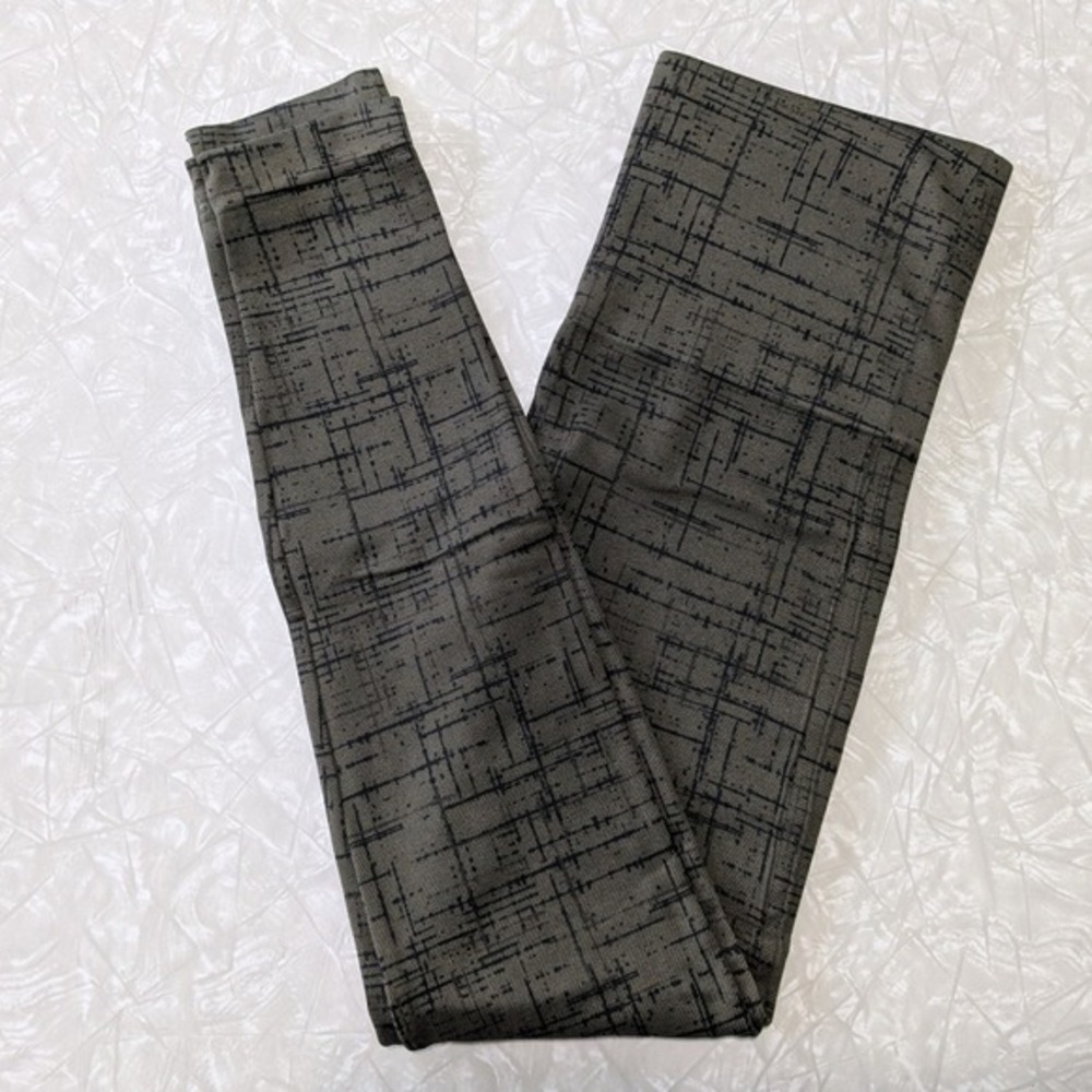 Spanx Look At Me Now Seamless Leggings Olive Green Black Crosshatch Grid Size M‎